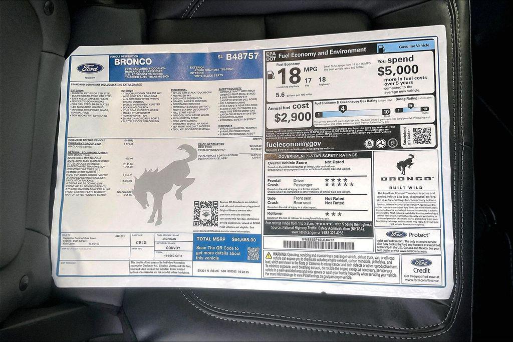 new 2025 Ford Bronco car, priced at $58,099