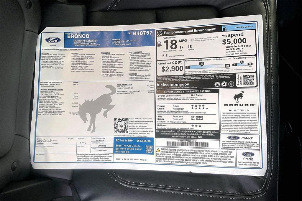 new 2025 Ford Bronco car, priced at $60,599