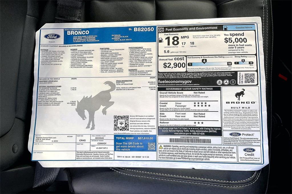 new 2025 Ford Bronco car, priced at $54,129