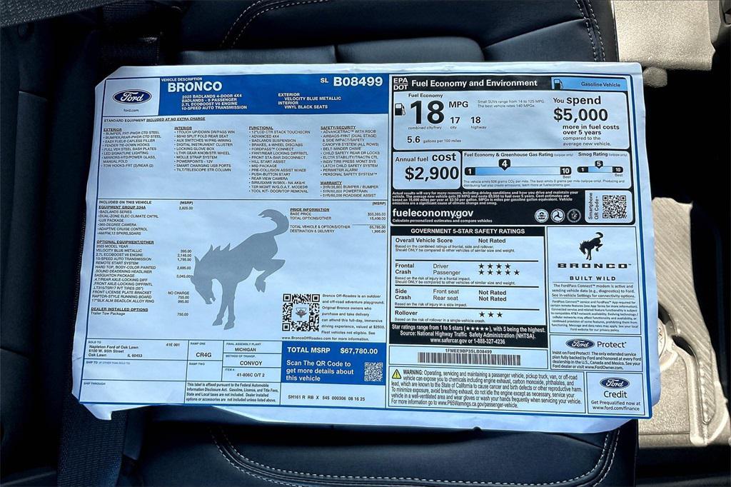 new 2025 Ford Bronco car, priced at $62,382