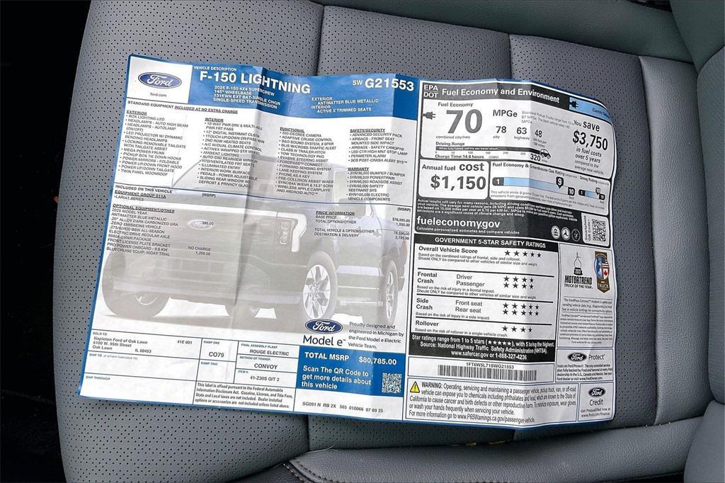 new 2025 Ford F-150 Lightning car, priced at $69,621