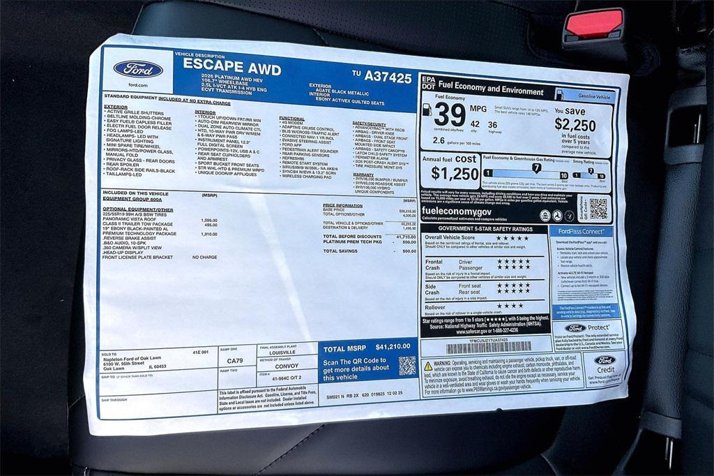 new 2026 Ford Escape car, priced at $38,710