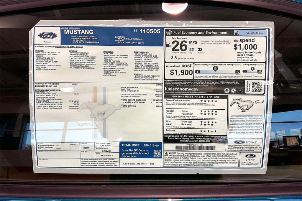 new 2026 Ford Mustang car, priced at $36,010