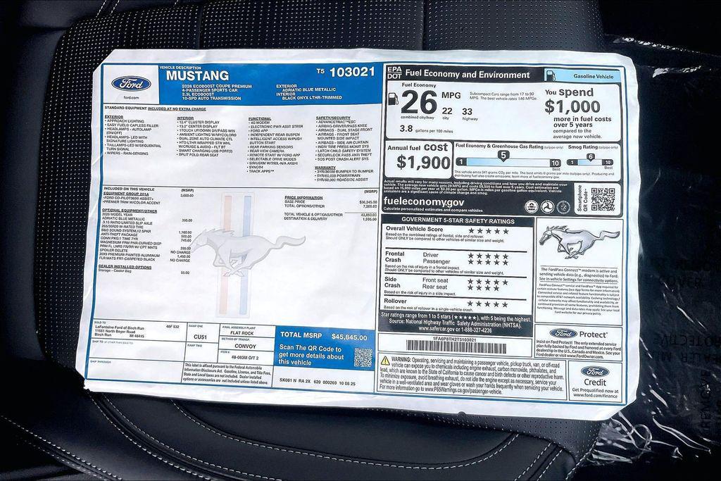 new 2026 Ford Mustang car, priced at $42,834