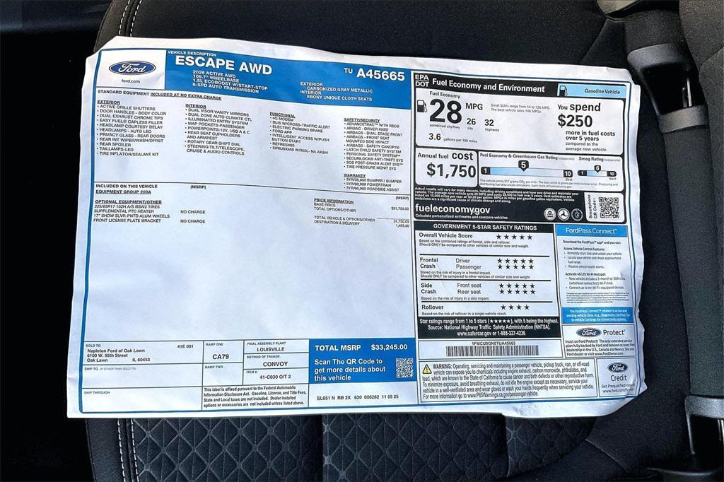new 2026 Ford Escape car, priced at $27,616