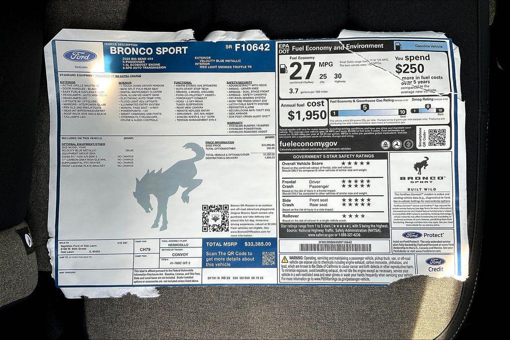 new 2025 Ford Bronco Sport car, priced at $28,487