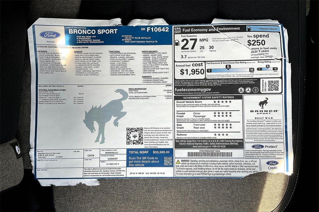 new 2025 Ford Bronco Sport car, priced at $27,603