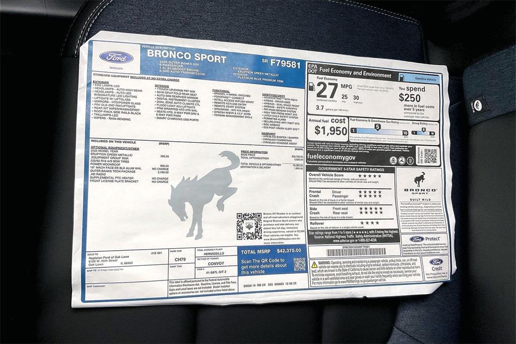 new 2025 Ford Bronco Sport car, priced at $38,712