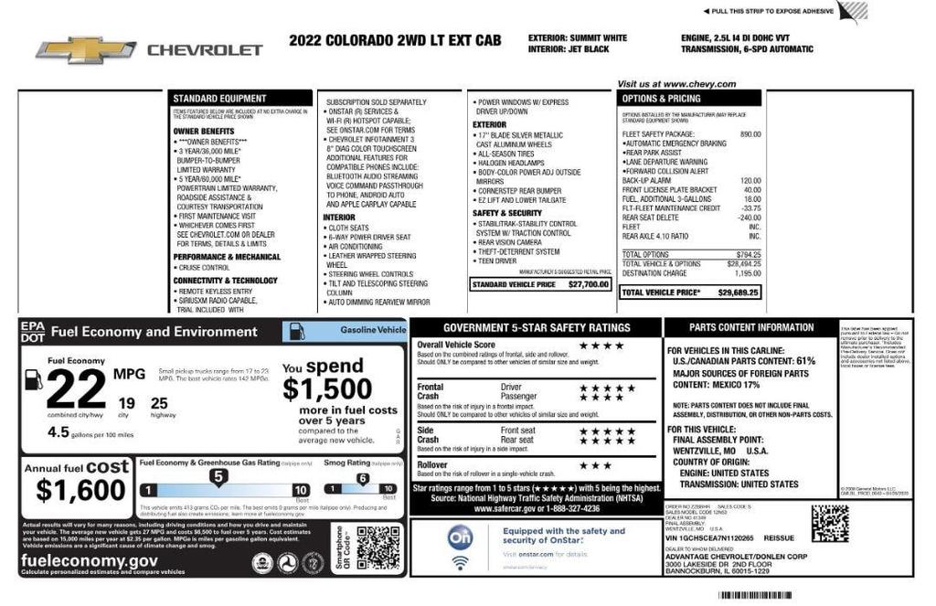 used 2022 Chevrolet Colorado car, priced at $14,999