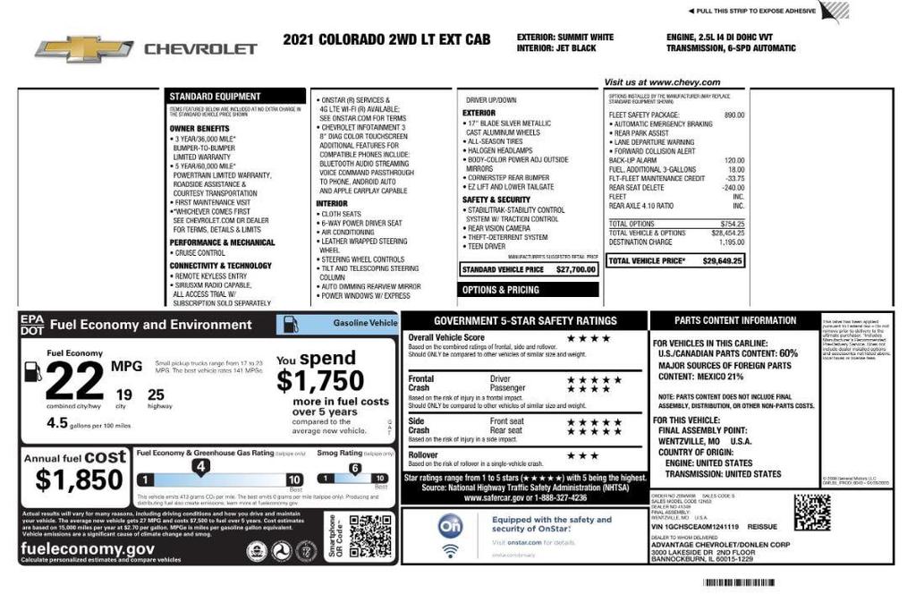 used 2021 Chevrolet Colorado car, priced at $14,499
