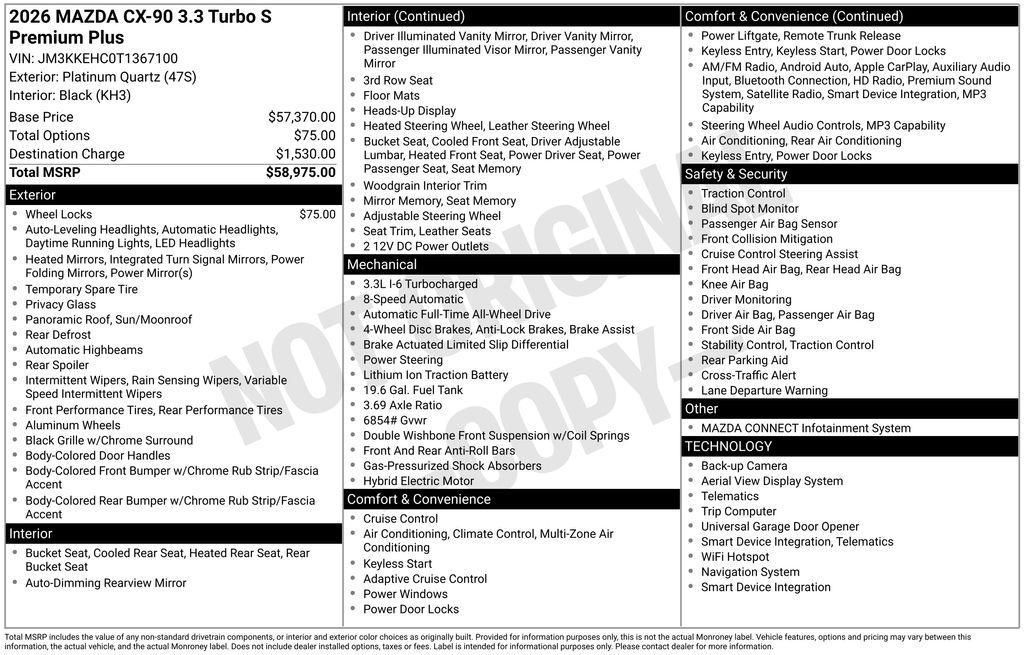 new 2026 Mazda CX-90 car, priced at $55,026
