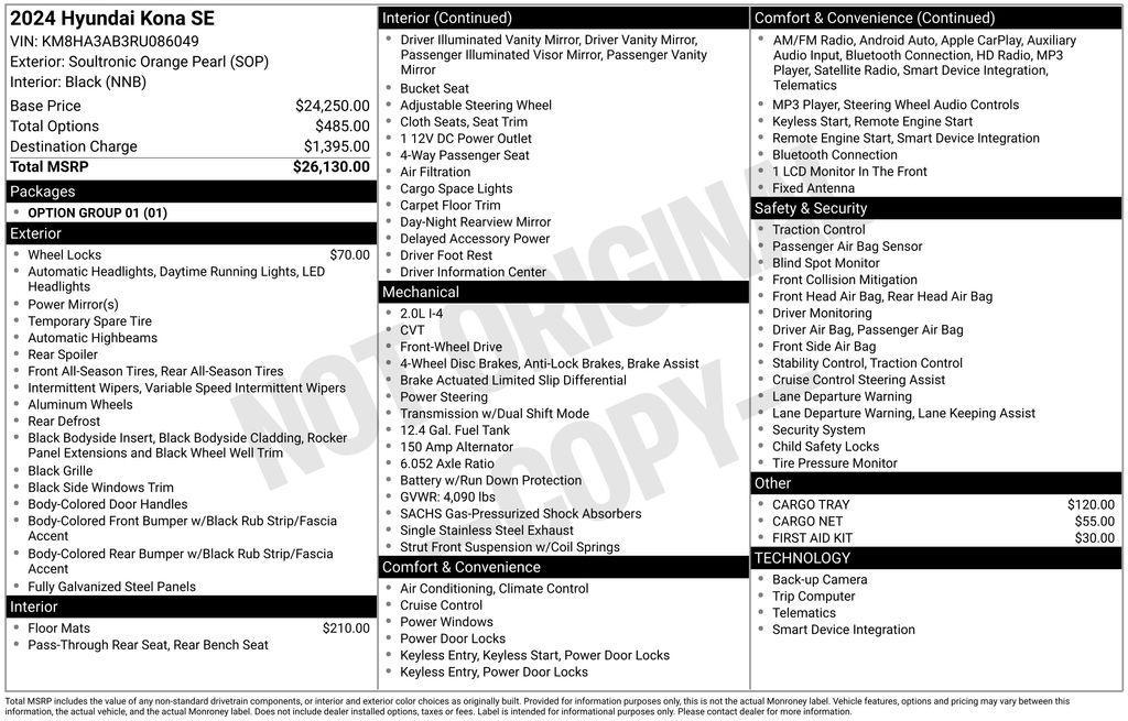 used 2024 Hyundai Kona car, priced at $19,998