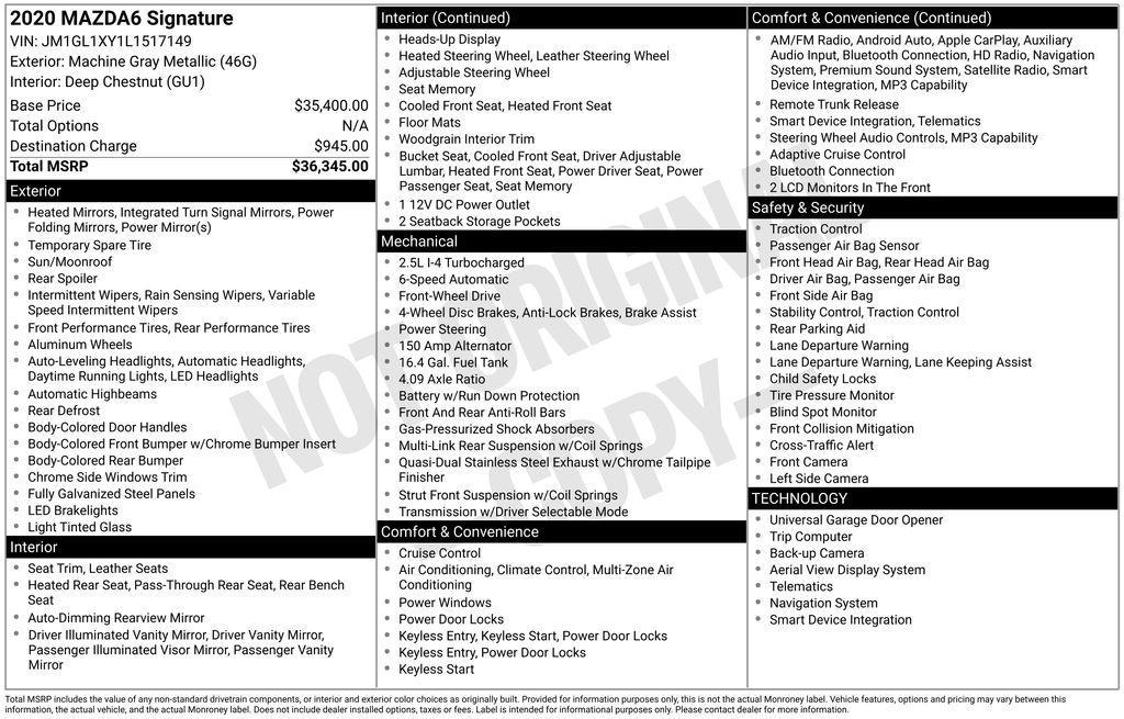 used 2020 Mazda Mazda6 car, priced at $24,651