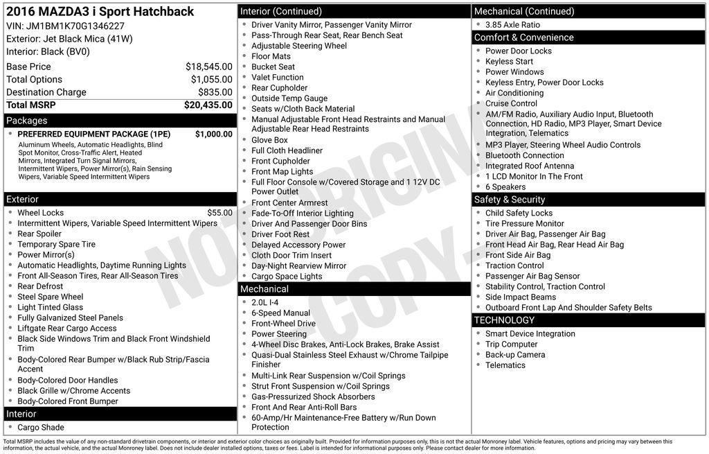 used 2016 Mazda Mazda3 car, priced at $10,376