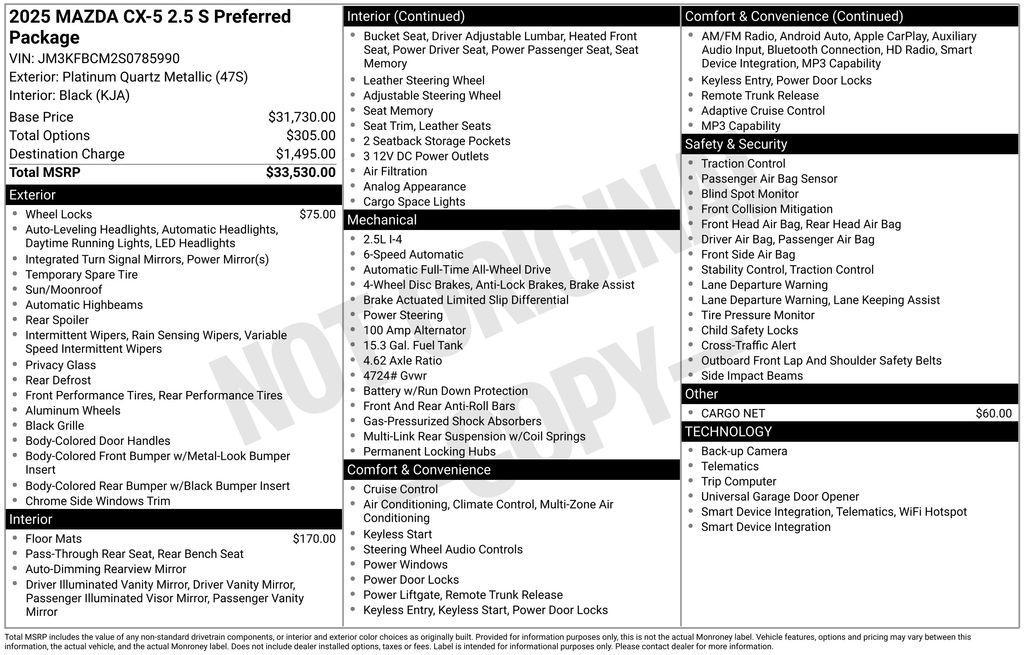 new 2025 Mazda CX-5 car, priced at $29,176