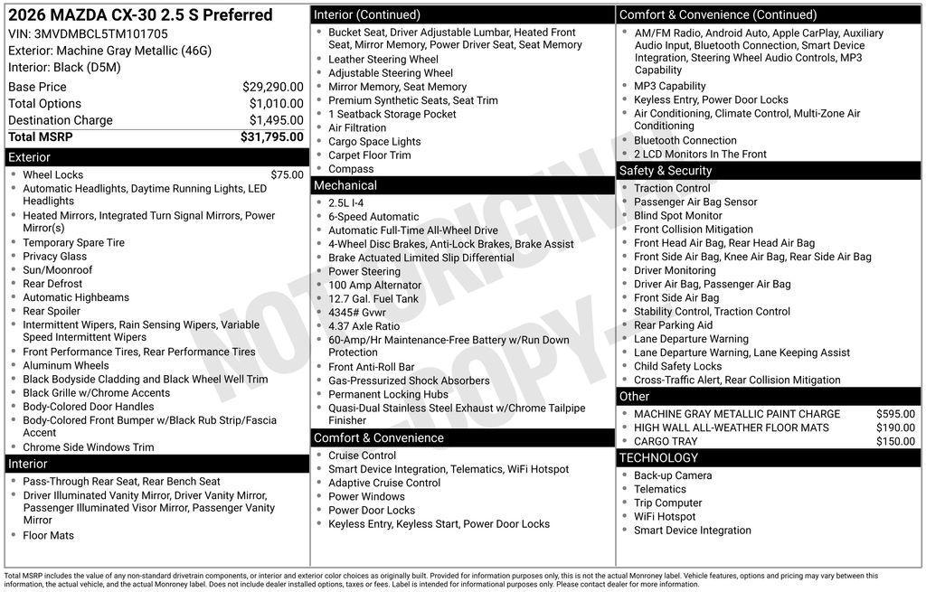 new 2026 Mazda CX-30 car, priced at $29,412