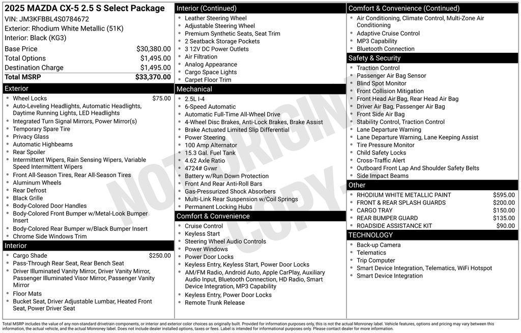 new 2025 Mazda CX-5 car, priced at $28,865
