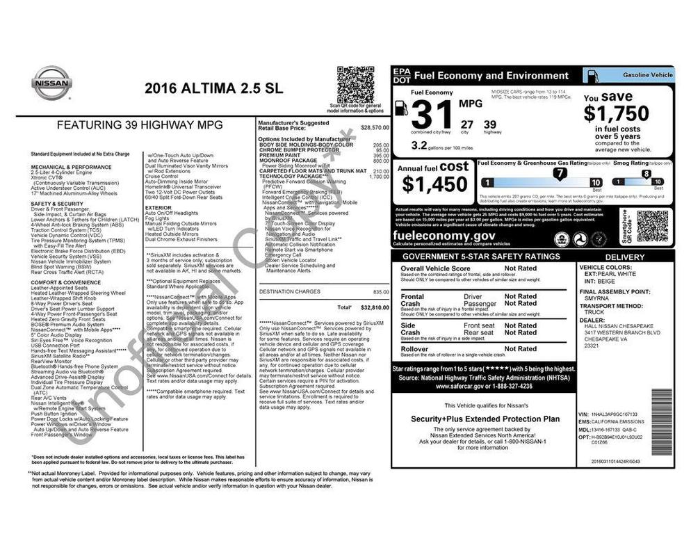 used 2016 Nissan Altima car, priced at $8,164