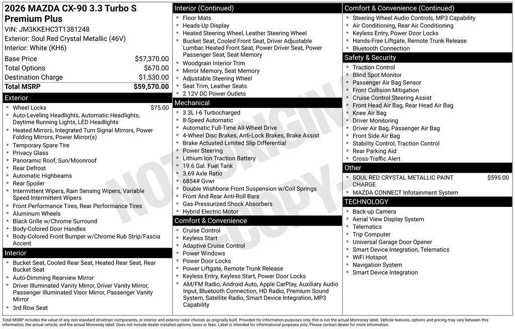 new 2026 Mazda CX-90 car, priced at $54,550