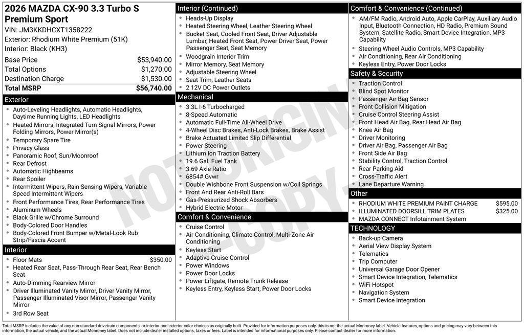 new 2026 Mazda CX-90 car, priced at $52,685