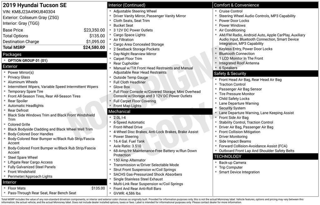 used 2019 Hyundai Tucson car, priced at $15,529