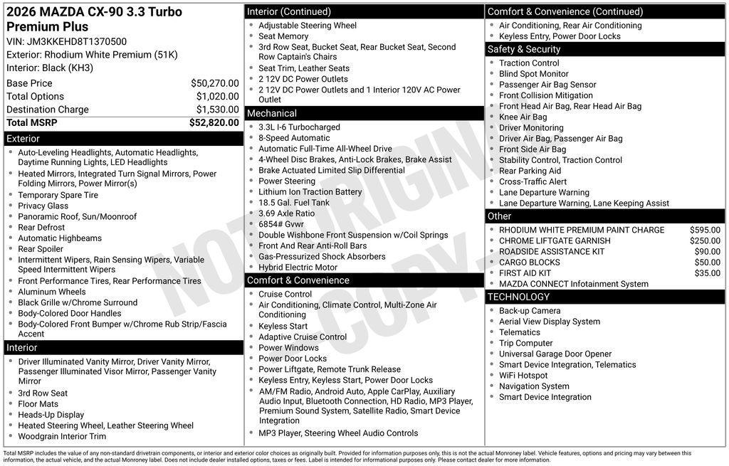 new 2026 Mazda CX-90 car, priced at $49,087