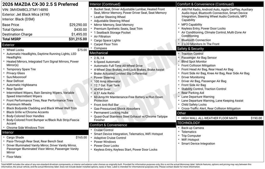 new 2026 Mazda CX-30 car, priced at $28,897