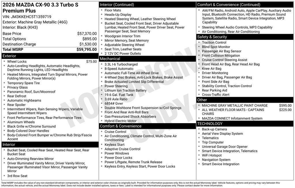 new 2026 Mazda CX-90 car, priced at $55,730