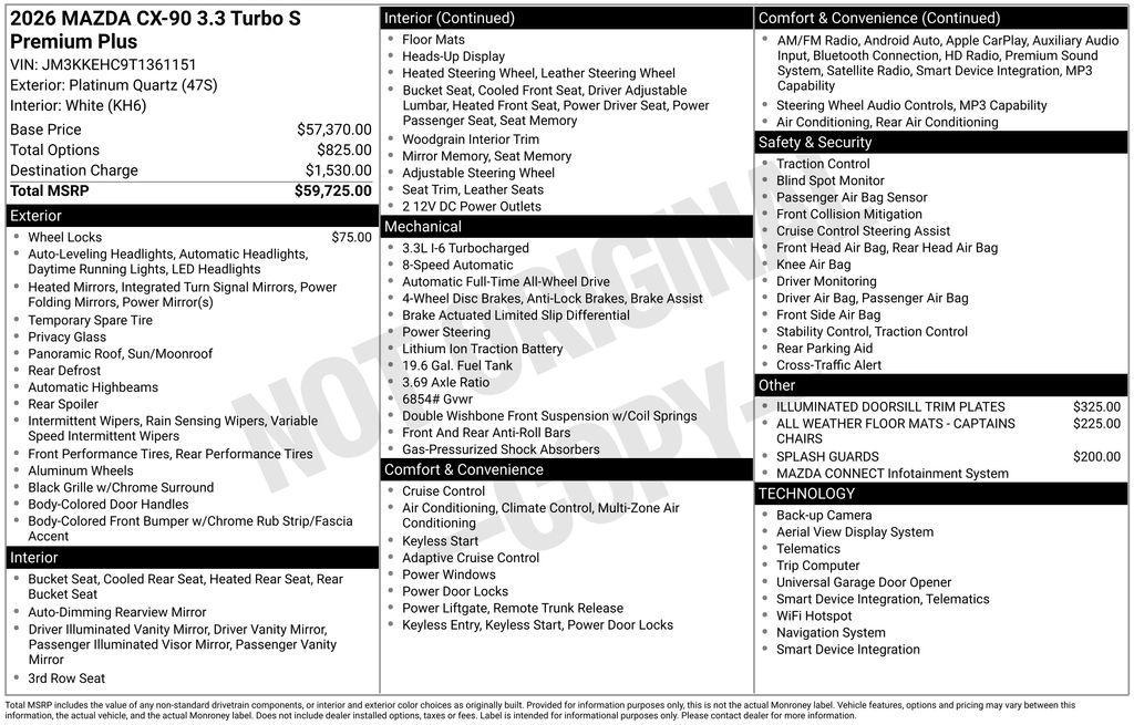 new 2026 Mazda CX-90 car, priced at $55,626