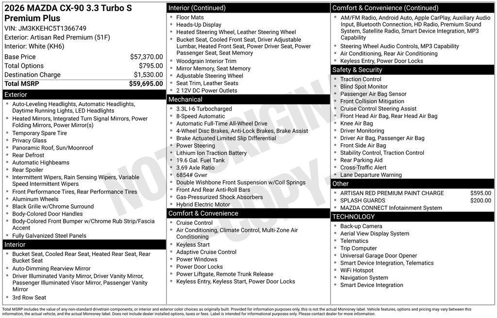new 2026 Mazda CX-90 car, priced at $56,150