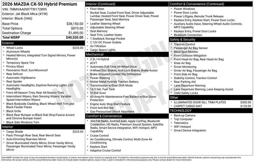 new 2026 Mazda CX-50 Hybrid car, priced at $36,391