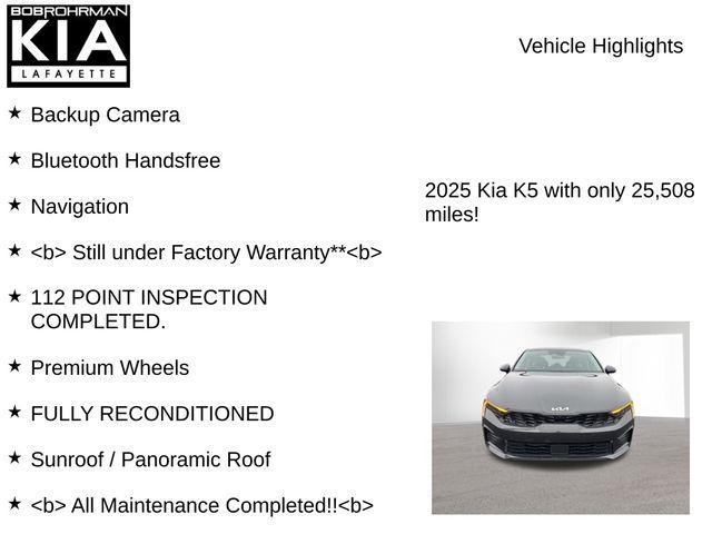 used 2025 Kia K5 car, priced at $27,702