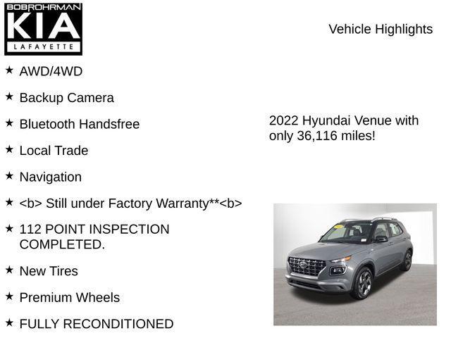 used 2022 Hyundai Venue car, priced at $17,530