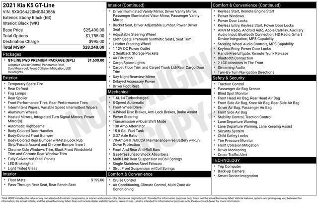 used 2021 Kia K5 car, priced at $20,995