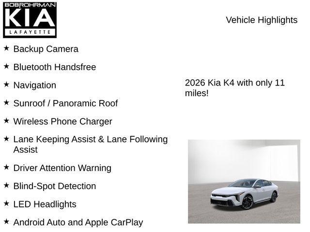 new 2026 Kia K4 car, priced at $28,021