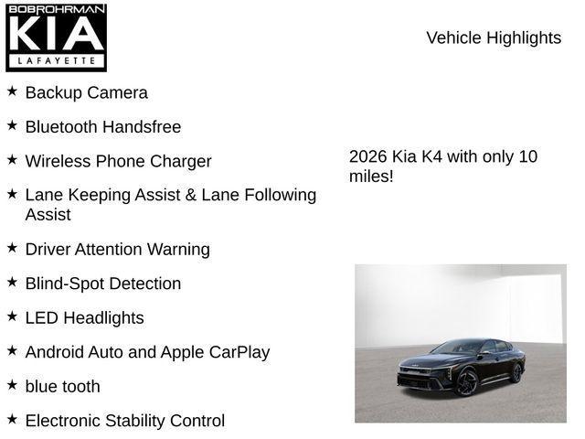 new 2026 Kia K4 car, priced at $24,845