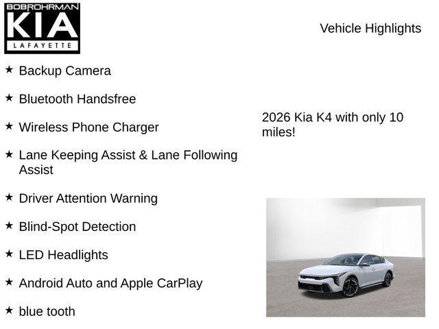 new 2026 Kia K4 car, priced at $26,182