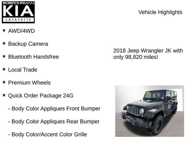used 2018 Jeep Wrangler JK Unlimited car, priced at $16,495