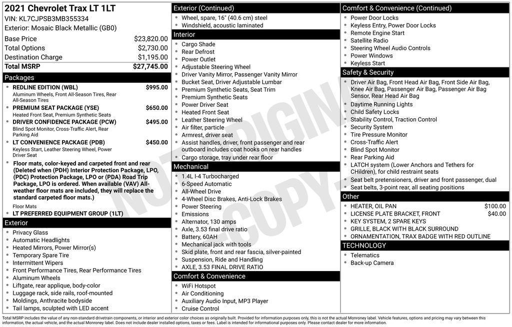 used 2021 Chevrolet Trax car, priced at $11,000