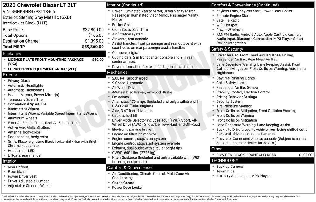 used 2023 Chevrolet Blazer car, priced at $26,500