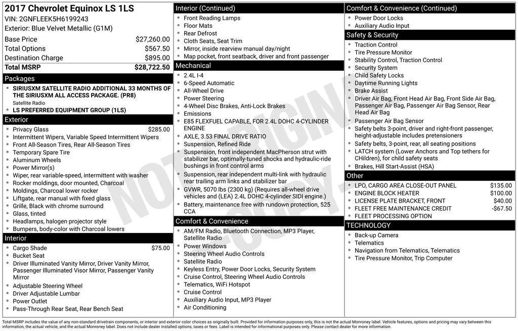 used 2017 Chevrolet Equinox car, priced at $6,500