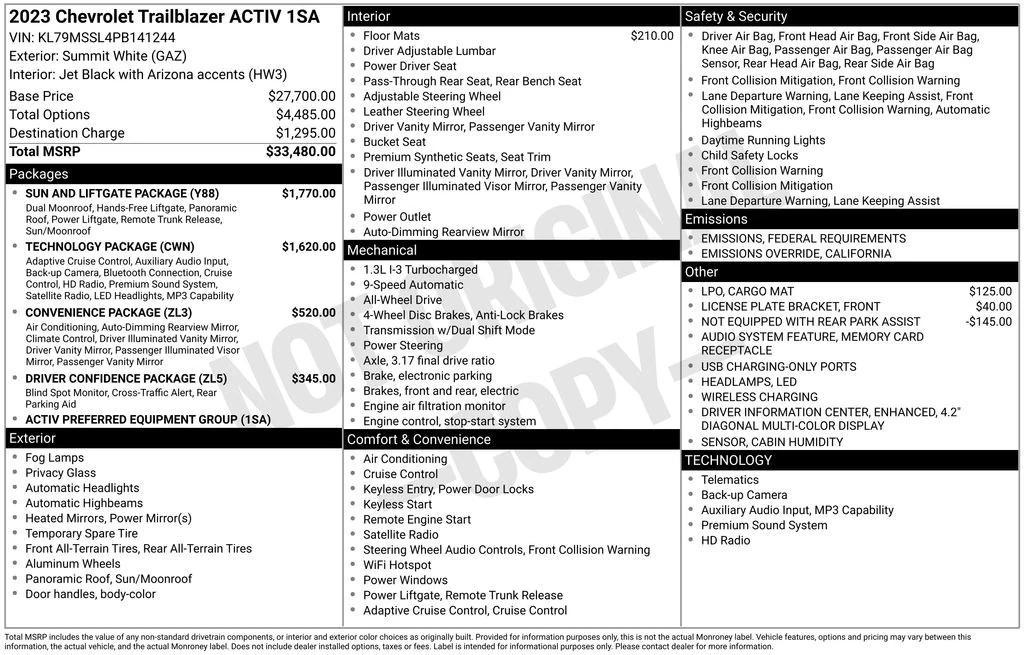 used 2023 Chevrolet TrailBlazer car, priced at $20,600