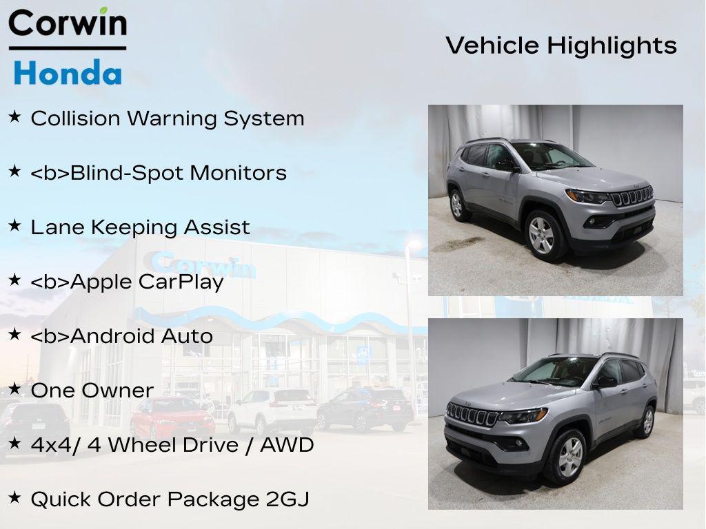 used 2022 Jeep Compass car, priced at $17,500