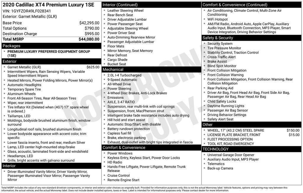 used 2020 Cadillac XT4 car, priced at $19,300