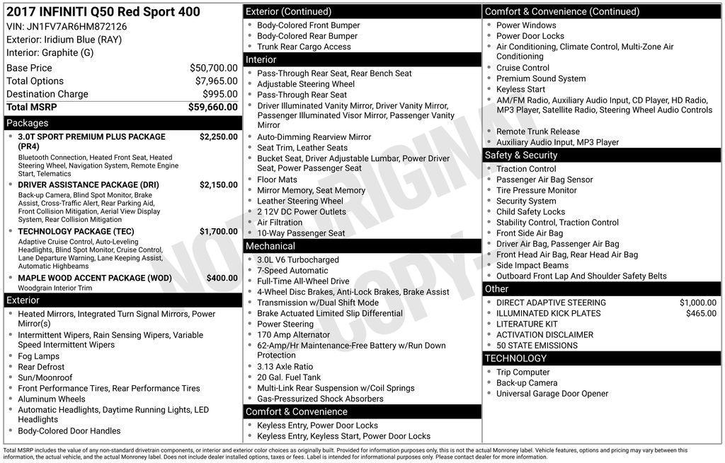 used 2017 INFINITI Q50 car