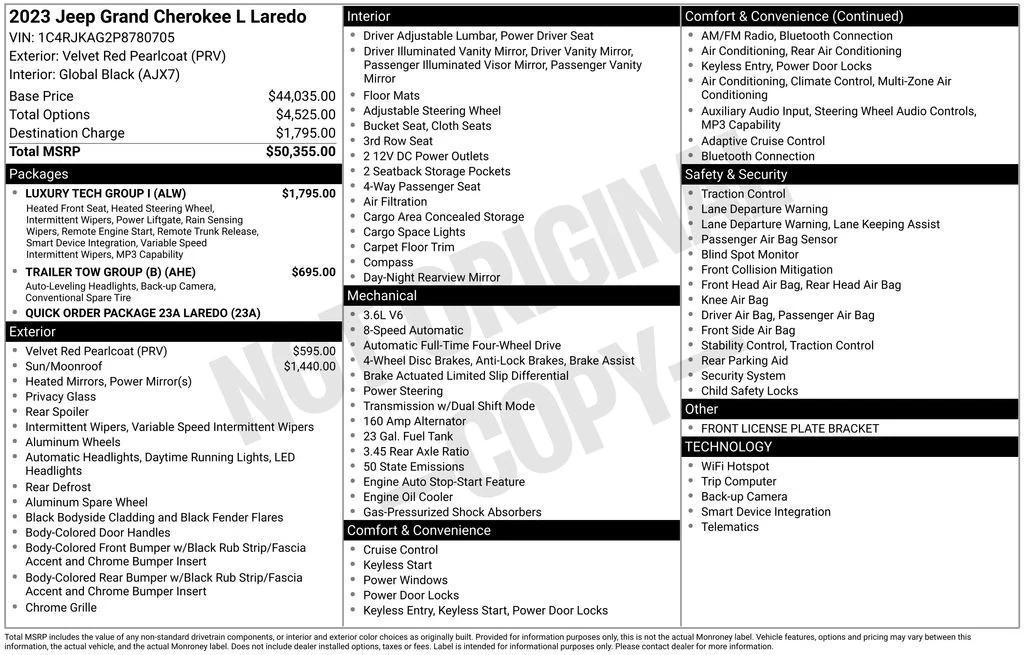 used 2023 Jeep Grand Cherokee L car, priced at $29,000