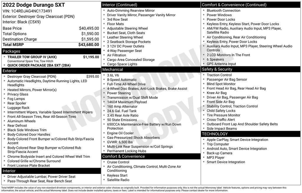 used 2022 Dodge Durango car, priced at $23,475