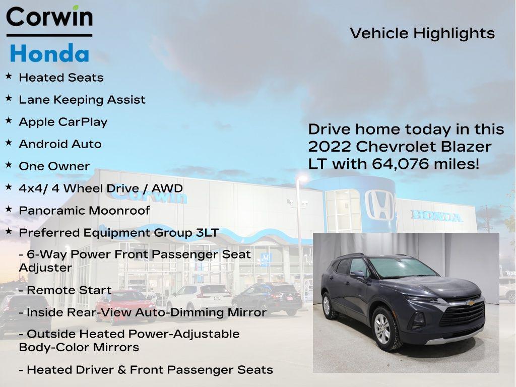 used 2022 Chevrolet Blazer car, priced at $24,300