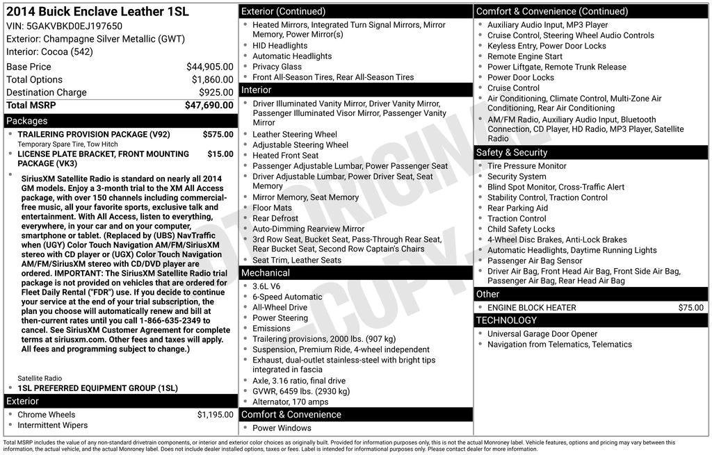 used 2014 Buick Enclave car, priced at $11,200