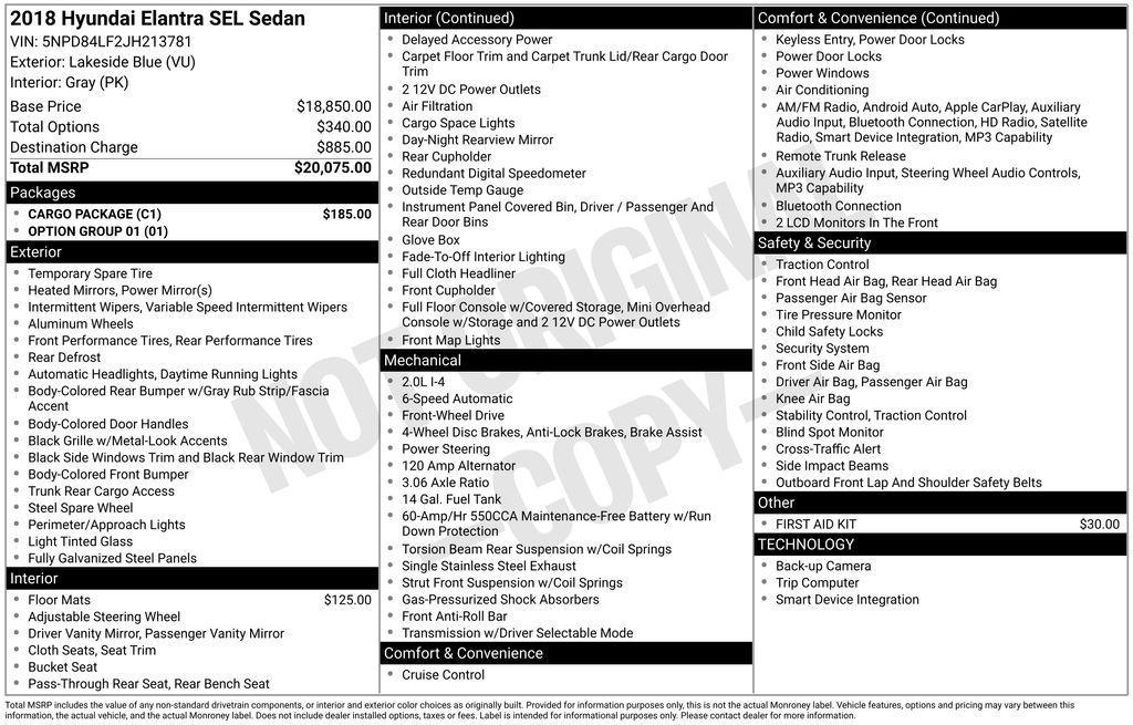 used 2018 Hyundai Elantra car, priced at $11,700